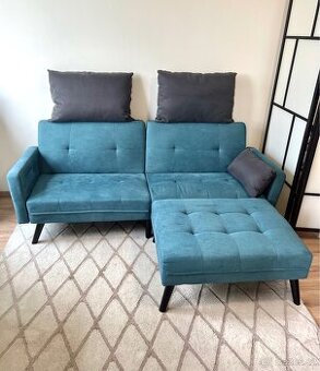 Rozkládací pohovka s taburetem