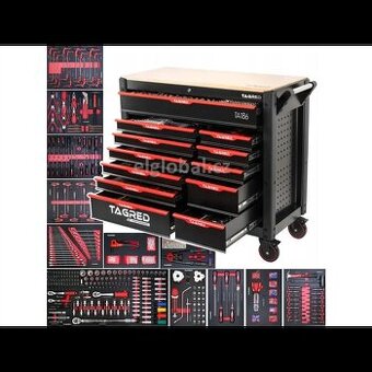 TAGRED TA186 XXL Dílenský vozík s nářadím 691 ks, 12 zásuvek