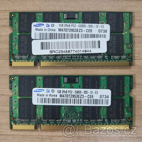 2x 1GB DDR2 SO-DIMM RAM Samsung M470T2953EZ3-CE6