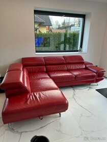 Luxusní kožený červený gauč - 1