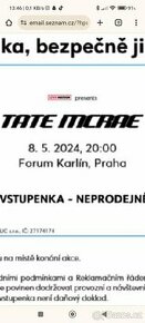 Tate McRae prodám jednu vstupenku