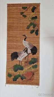 Retro bambusové rohože s motivy ptáků, 2 ks