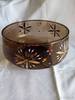 Skleněná mísa na ovoce ručně zdobená