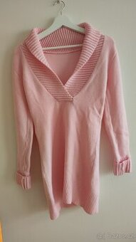Dámský dlouhý růžový svetr vel. S