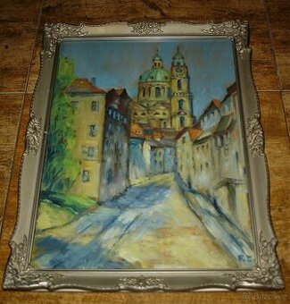 POHLED NA CHRÁM SV. MIKULÁŠE V PRAZE (obraz pod sklem)...