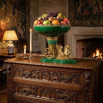 Monumentální zámecká mísa na voze s Pegasem