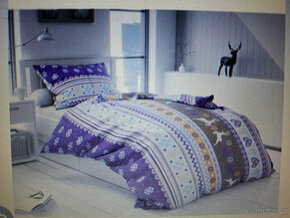 Flanelové povlečení vánoční fialové