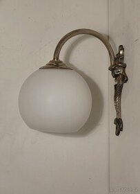 Art Deco nástěnná lampička, lampa, bílý širm, ryba