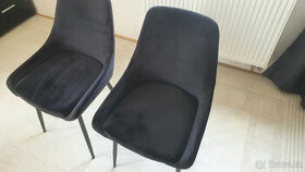 4 ks, židle černé polstrované semiš - 1