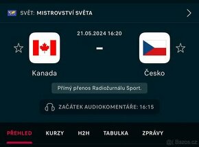 KOUPÍM 2x lístky na hokej - dnes 21.5. Česko - Kanada