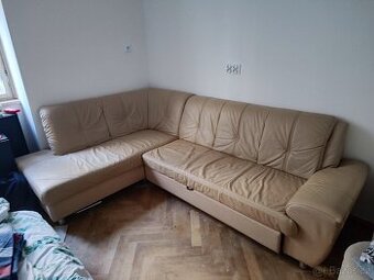 Kožený gauč béžový - 1