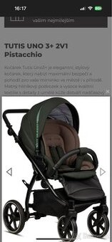 🍼 Prodám kočárek TUTIS UNO3+ 2v1 – barva Pistacchio