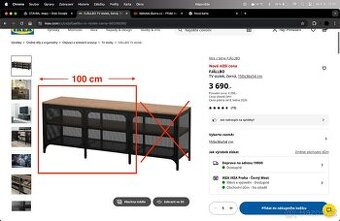 FJÄLLBO TV stolek, černá, 100x36x54 cm
