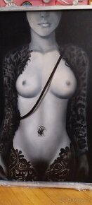 Ženský akt, zarámovaný obraz 104x78cm
