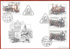 2022 smisena frankatura FDC Košicko bohumínská draha vlaky