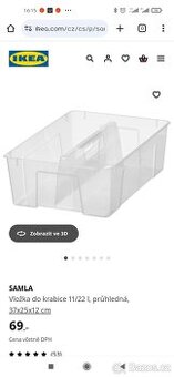 2x SAMLA Vložka do krabice 11/22 l, průhledná, 37x25x12 cm