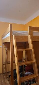 Patrová postel 140 x 200 cm - masiv smrk + matrace