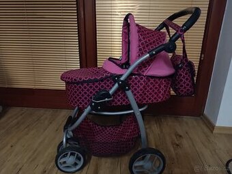 Kočárek pro panenky M4 černý s puntíky