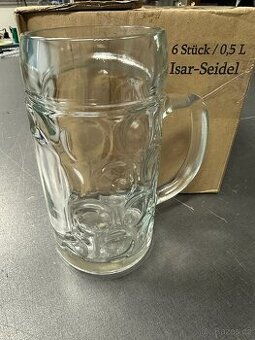 Pivní sklenice, půllitr na pivo, ISAR SEIDEL-0,5 litru/50ks