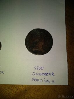 Stará mince 3 krejcar 1800 františek II
