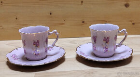 růžový porcelán - šálek s podšálkem Amis