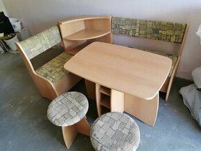 Kuchyňská rohová lavice + stůl + 2x taburet