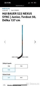 Hokejka bauer s22 nexus sync flex 50 p28