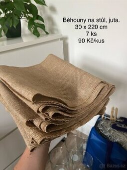 Běhouny na stůl - juta, 7ks, 30x220cm - 1