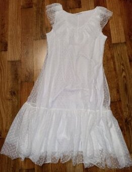 PĚKNÉ BÍLÉ PUNTÍKOVANÉ ŠATY - FISHERFIELD - VEL.L=