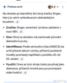 Šicí stroj Singer - 1