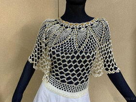 Dámské oblečení - háčkovaný top s korálky