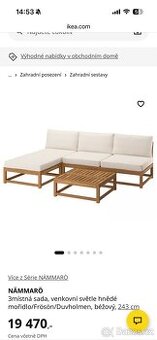 Zahradní rohová sestava IKEA NÄMMARÖ + stolek