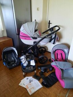 Kočárek 3v1 + isofix základna + skejt