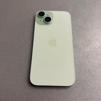 iPhone 15 128GB zelený, jako nový, 12 měsíců záruka