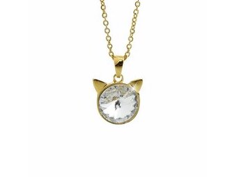 Zlatý náhrdelník z bižuterní slitiny kočičí hlava Swarovski