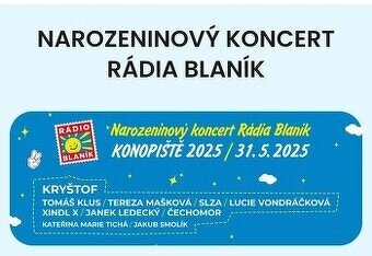 Koupím VIP vstupenky na Rádio Blaník.