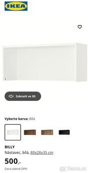 IKEA nástavec ke knihovně BILLY 2x - nové