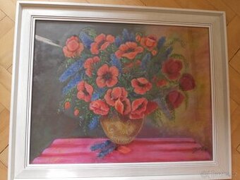 Obraz zátiší vlčí máky ve váze -sig. Jirka