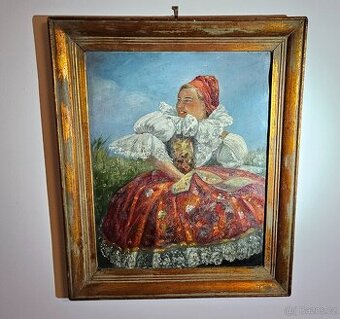 Obraz "Dívka v kroji" olejomalba