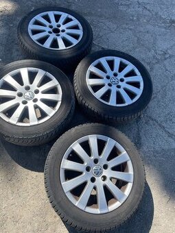 Alu kola R16 na VW 5x112, pneu 205/55 (sjeté)