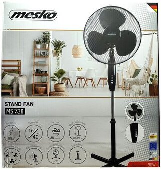 Stojanový ventilator o výkonu 90W průměr 40cm, otočná hlava