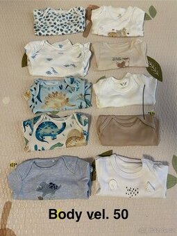 Dětské body vel. 50 a 56, 10ks + 1ks