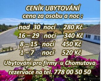 ubytování pro firmy Chomutov
