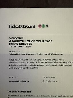 Vstupenky Koncert Dymytry