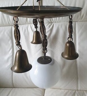 Starožitný lustr mosaz / stropnice / kalíšky koule