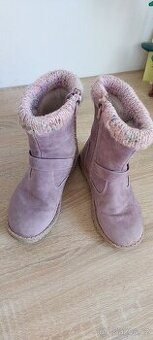 Teplé růžové vysoké boty – holčička – vel. 28
