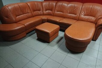 Kožená sedací souprava ve tvaru U - PRAVÁ KŮŽE, jak NOVÁ