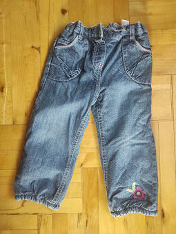 Zateplené džínové kalhoty 92–97 cm