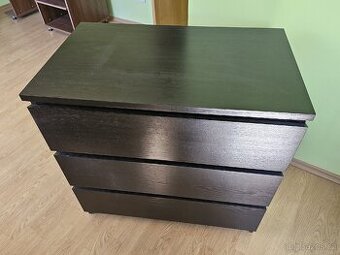 Černá Komoda IKEA MALM s 3 zásuvkami