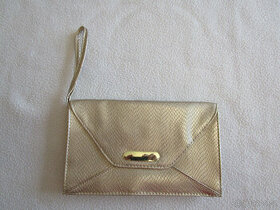 Nová zlatá společenská kabelka do ruky, uvnitř kapsička